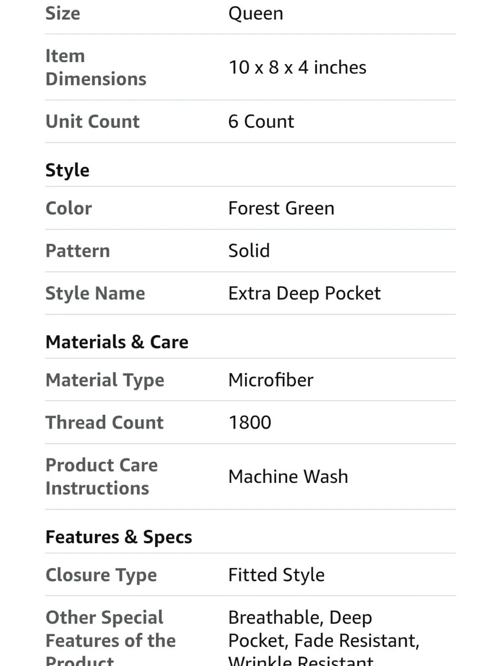 Hearth & Harbor NWT Queen Size Microfiber Deep Pocket Sheet Set Forest Green